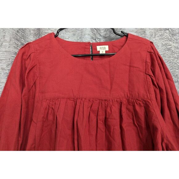 Ana Peasant Style Long Sleeve 100% Cotton Shirt Women's 1X Plus Burnt Orange NWT - Picture 2 of 10